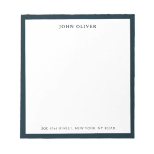 Bloc de notas formal con borde azul marino