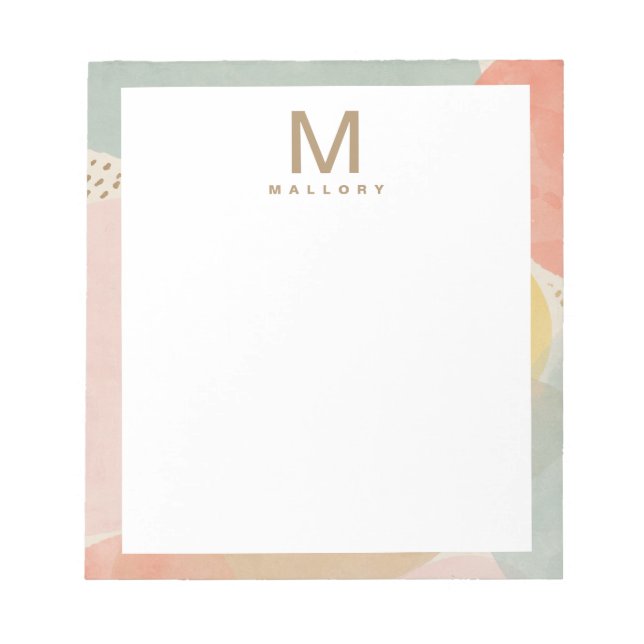 Bloc De Notas Formas abstractas coloreadas de monograma de moda (Frente)