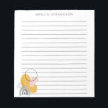 Bloc De Notas Formas abstractas de color amarillo boho con línea<br><div class="desc">Este elegante tablilla recubierta de un moderno diseño de arte abstracto en amarillo y gris. Personalízalo con tu nombre. ¡Buena idea de regalo!</div>