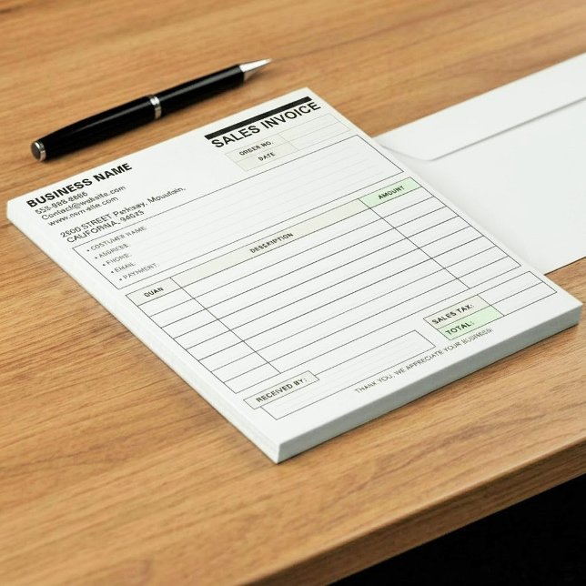 Bloc De Notas Formas de Facturas de Ventas Personalizadas para C (personalized sales receipt book, small business invoice pad, invoice book with company name)