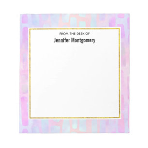Bloc De Notas Formas rectangulares azules en fondo rosado