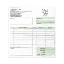 Bloc De Notas Formulario de factura Cotización empresarial Agreg