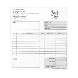 Bloc De Notas Formulario de factura Cotización empresarial Agreg