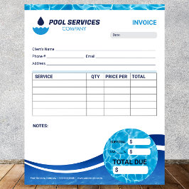 Bloc De Notas Formulario de Factura de Servicios de Piscina