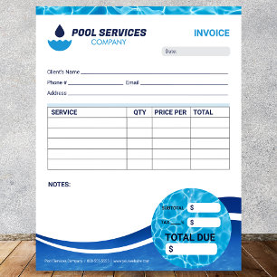 Bloc De Notas Formulario de Factura de Servicios de Piscina