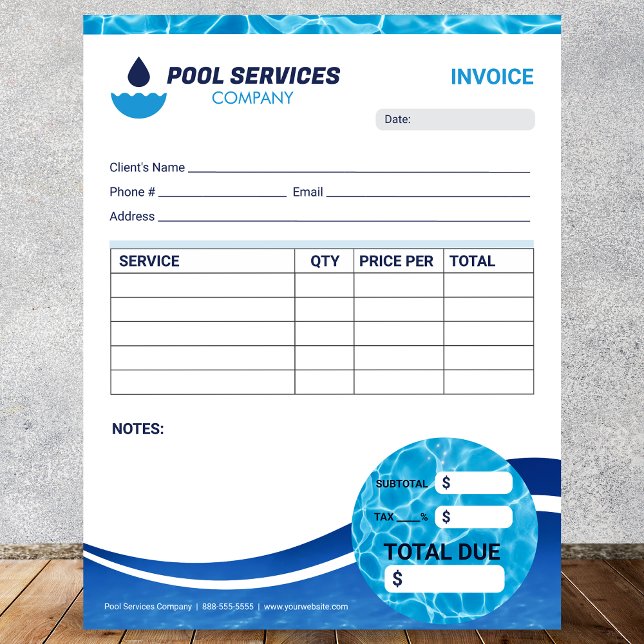 Bloc De Notas Formulario de Factura de Servicios de Piscina (Subido por el creador)