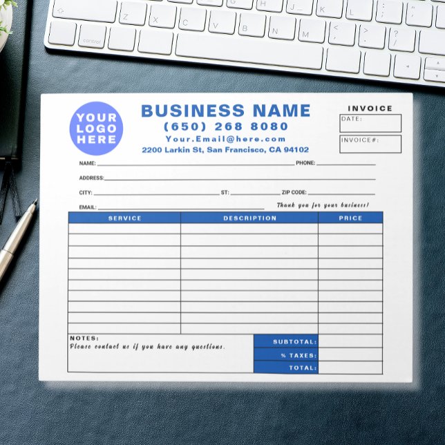 Bloc De Notas Formulario de factura de venta personalizado e imp (Subido por el creador)