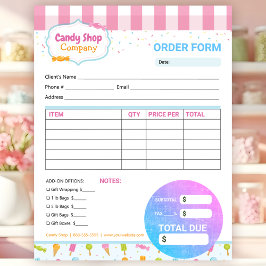 Bloc De Notas Formulario de Factura para la Tienda de Dulce y el