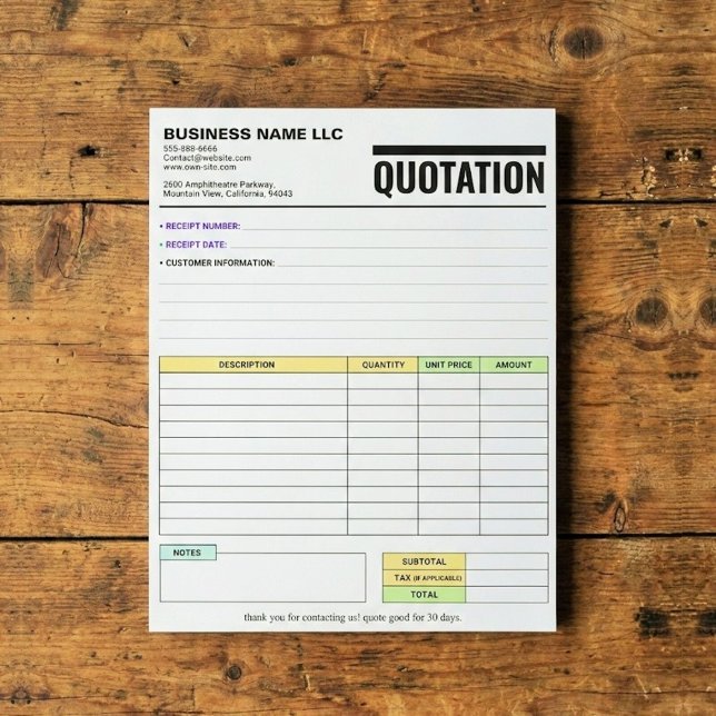 Bloc De Notas Formulario de factura / Recibo de venta | Cotizaci (company quote Invoice form / office Sales Order Receipt | Business Quotation pad
)