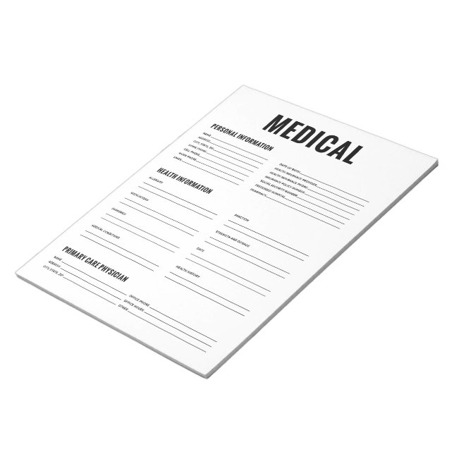 Bloc De Notas Formulario de organización médica (Lado Derecho)