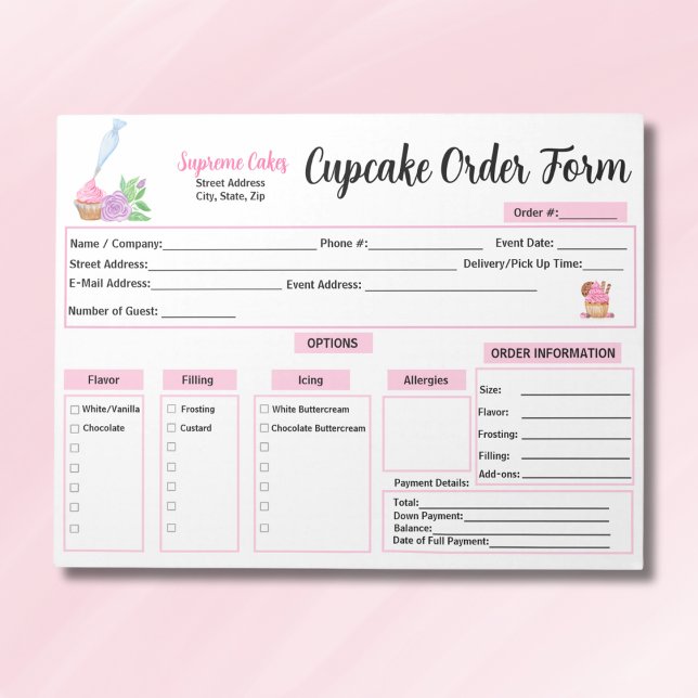 Bloc De Notas Formulario de pedido de cupcakes con rosas de rodi (Subido por el creador)