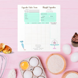 Bloc De Notas Formulario de pedido de pastelería Cupcake Cookie