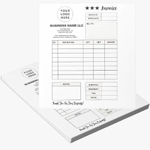 Bloc De Notas Formulario de pedido imprimible, factura con logot