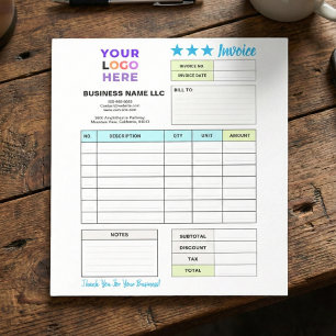 Bloc De Notas Formulario de Recibo de Venta de Factura Logotip