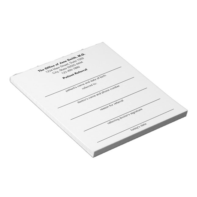 Bloc De Notas Formulario de Remisión de Pacientes - Oficina del  (Lado Derecho)