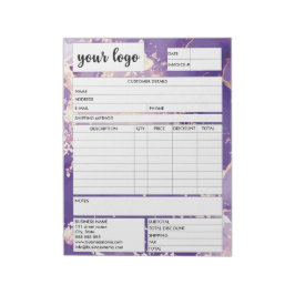 Bloc De Notas Formulario de Ventas Comerciales de Factura Recepc