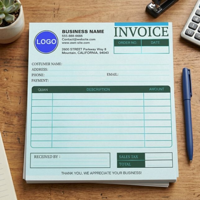Bloc De Notas Formularios de factura de pedido de ventas comerci (simple cash receipt template)