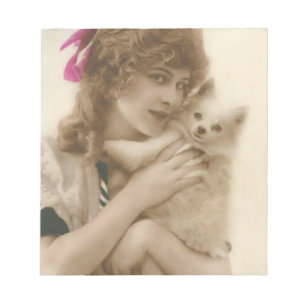 Bloc De Notas Foto antigua: mujer victoriana y perro