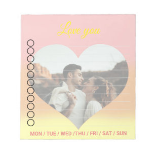 Bloc De Notas Foto de forma de corazón de amor y cuidado para re