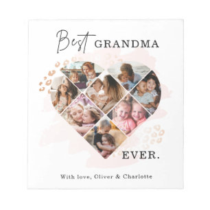 Bloc De Notas Fotografía familiar Mejor Abuela Forma de Corazón