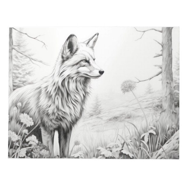 Bloc De Notas Fox Animal Discovery Wild Nature Ink Sketch Style (Frente)
