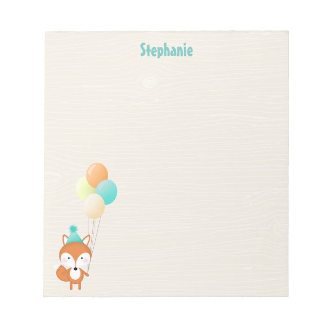 Bloc De Notas Fox de Woodland con globos (Frente)