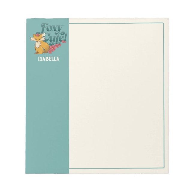 Bloc De Notas Foxy Cute con nombre personalizado (Frente)