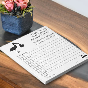 Bloc De Notas Fragmento de palabras de Baby Shower Game DIY