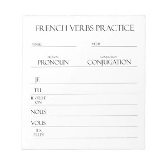 Bloc De Notas Francés | Práctica de conjugación de verbos