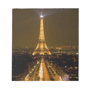 Bloc De Notas Francia, París. Vista nocturna de la Torre Eiffel