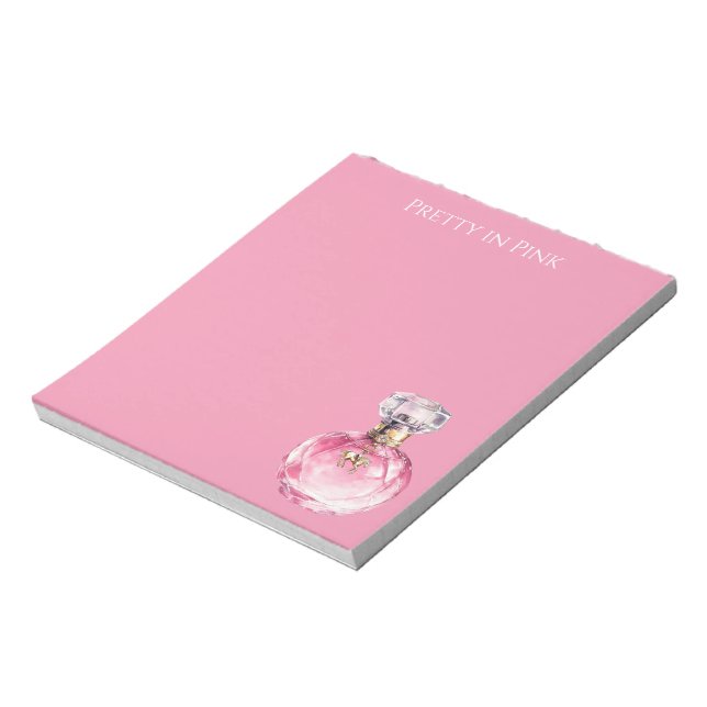 Bloc De Notas Frasco de perfume Pretty in Pink con amuleto de ca (Lado Izquierdo)