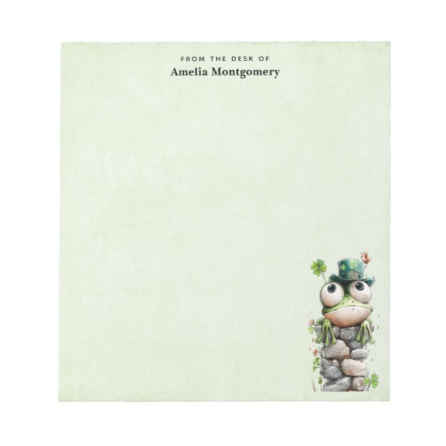 Bloc De Notas Frog with Green Hat and Shamrock Cute (Frente)