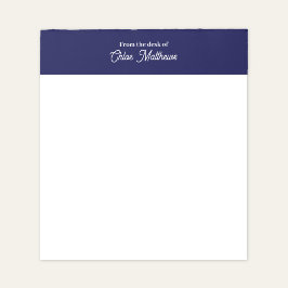 Bloc De Notas From The Desk Of White Script Navy Blue Border
