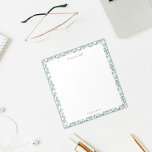 Bloc De Notas Frontera Botánica Azul y Verde Moderno<br><div class="desc">Este bloc de notas puede ser personalizado con un nombre como un regalo para ella. Tiene un borde de patrón de hojas de eucalipto azul pastel,  verde y blanco.</div>
