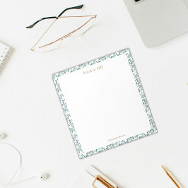 Bloc De Notas Frontera Botánica Azul y Verde Moderno