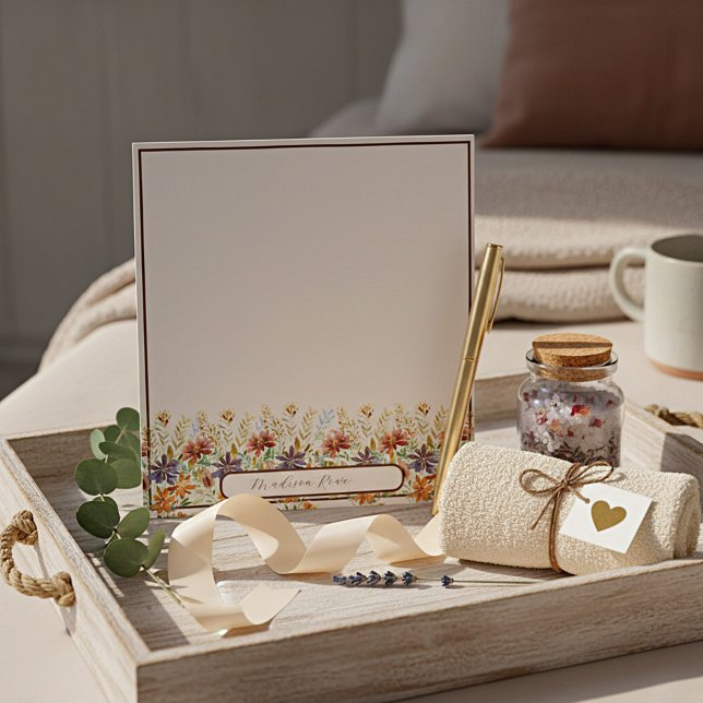 Bloc De Notas Frontera de flores silvestres de otoño personaliza (Subido por el creador)