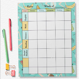 Bloc De Notas Fruit Memphis Pattern Homework Assignment