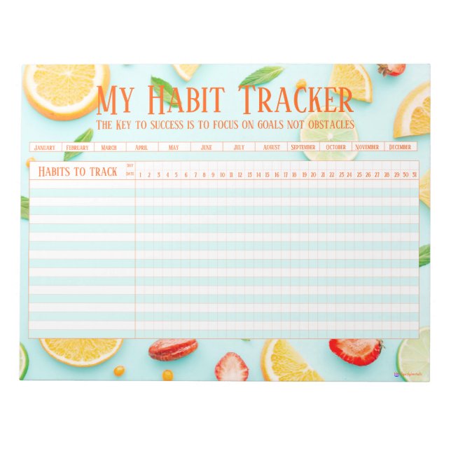 Bloc De Notas Fruto divertido nuevo año nuevo háit tracker (Frente)