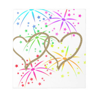 Bloc De Notas Fuegos artificiales románticos enredados corazones