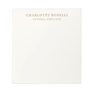 Bloc De Notas Fuente serif Cream Gold nombre profesional posició