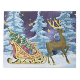 Bloc De Notas Full Moon Over Reindeer With Sleigh