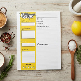 Bloc De Notas Full Size Cooking Papers | Blank Recipe Pages 