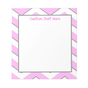 Bloc De Notas Fun Cute Rosa Stripe Chevron Personalizado