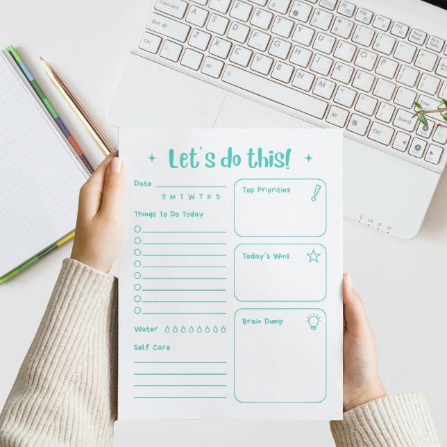 Bloc De Notas Fun Modern Daily Notepad Self Care and Positivity (Customizable color! )