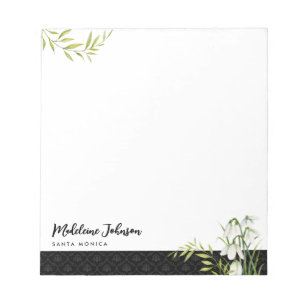 Bloc De Notas Funeral Classic Elegant Snowdrop Laurel Damask