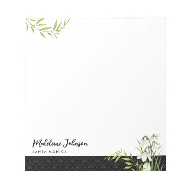 Bloc De Notas Funeral Classic Elegant Snowdrop Laurel Damask (Frente)