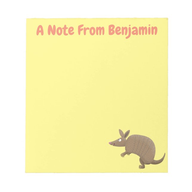 Bloc De Notas Funny armadillo feliz personalizado ilustracion (Frente)