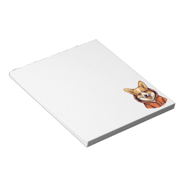 Bloc De Notas Funny Corgi Usando Hoodie (Lado Derecho)