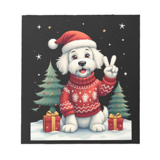 Bloc De Notas Funny Peace Hand Maltese Christmas Lights Womens M