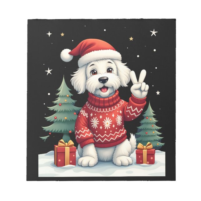 Bloc De Notas Funny Peace Hand Maltese Christmas Lights Womens M (Frente)